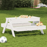 vidaXL Tavolo Picnic con Sabbiera Bambini Bianco Legno Massello Pino