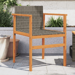 vidaXL Sedie da Giardino 2 pz Grigie in Polyrattan e Legno Massello