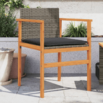 vidaXL Sedie Giardino con Cuscini 2pz Grigie Polyrattan Legno Massello