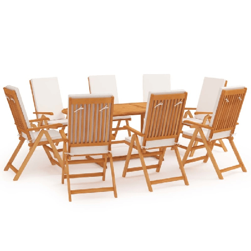 vidaXL Set da Pranzo da Giardino 9 pz con Cuscini in Legno di Teak