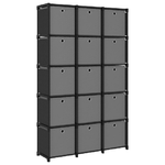 vidaXL Mensola con 15 Scatole a Cubo Nera 103x30x175,5 cm in Tessuto