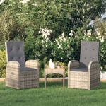 vidaXL Sedie Reclinabili da Giardino con Cuscini 2pz Grigio Polyrattan