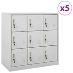 vidaXL Armadietti con Chiave 5 pz Grigio Chiaro 90x45x92,5 cm Acciaio