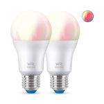 Philips WiZ Lampadina Smart Dimmerabile Luce Bianca o Colorata Attacco E27 60W Goccia 2Pezzi