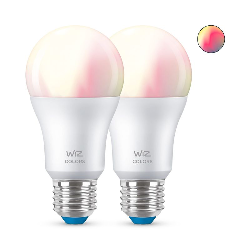 WiZ-Lampadina-Smart-Dimmerabile-Luce-Bianca-o-Colorata-Attacco-E27-60W-Goccia-2Pezzi