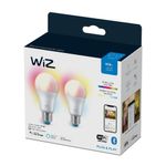 WiZ-Lampadina-Smart-Dimmerabile-Luce-Bianca-o-Colorata-Attacco-E27-60W-Goccia-2Pezzi