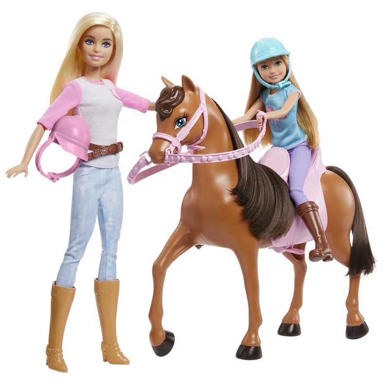 Barbie-e-Stacie-Sorelle-a-Cavallo-playset-con-cavallo-e-sella-da-2-Con-completi-da-equitazione-Giocattolo-e-regalo-per-bambini-3--Anni