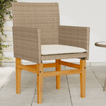 vidaXL Sedie Giardino con Cuscini 2 pz Beige Polyrattan Legno Massello