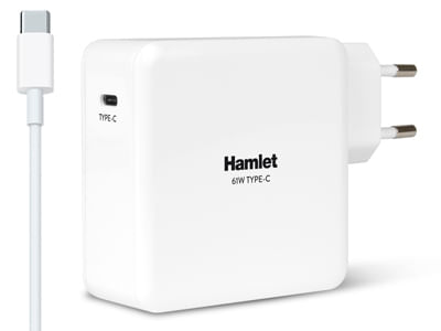 Hamlet-61W-Type-C-Charger-alimentatore-universale-per-notebook-bianco