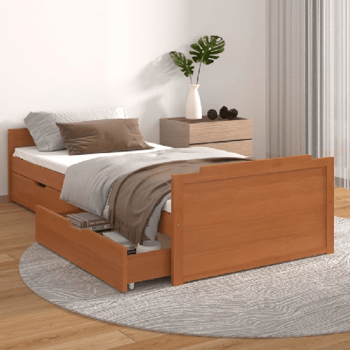 vidaXL Giroletto Miele con Cassetti Legno Massello di Pino 90x200 cm