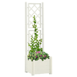 vidaXL Fioriera da Giardino con Graticcio 43x43x142 cm PP Bianco