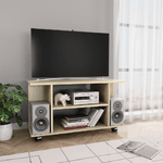 vidaXL Mobile TV con Ruote Rovere Sonoma 80x40x45 cm Legno ingegnerizzato