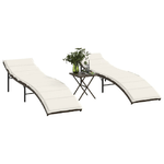 vidaXL Lettini Prendisole 2 pz con Tavolino Marrone in Polyrattan