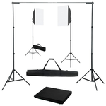 vidaXL Kit per Studio Fotografico con Luci Softbox e Fondale