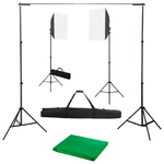 vidaXL Kit per Studio Fotografico con Luci Softbox e Fondale