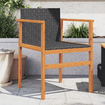 vidaXL Sedie da Giardino 2 pz Nere in Polyrattan e Legno Massello