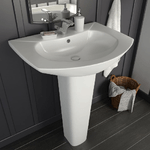 vidaXL Lavandino a Colonna in Ceramica Bianca 650x520x200 mm