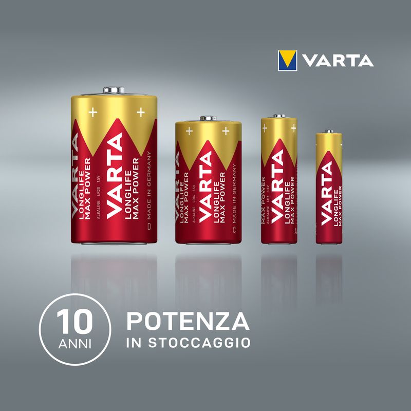 Varta-Longlife-Max-Power-Batteria-Alcalina-AA-Mignon-LR6-1.5V-Blister-da-4-Made-in-Germany