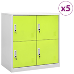 vidaXL Armadietti Chiavi 5pz Grigio Chiaro Verde 90x45x92,5cm Acciaio