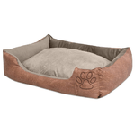 vidaXL Cuccia per Cani Cuscino Imbottito Similpelle Taglia XL Beige