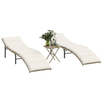 vidaXL Lettini Prendisole 2 pz con Tavolino Beige in Polyrattan