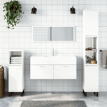 vidaXL Mobile da Bagno con Specchio Bianco Lucido in Legno ingegnerizzato