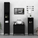 Set di Mobili da Bagno 3 pz Nero in Legno ingegnerizzato