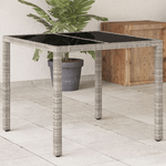 vidaXL Tavolo Giardino Piano Vetro Grigio Chiaro 90x90x75cm Polyrattan