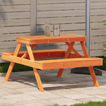 vidaXL Tavolo da Picnic Marrone Cera 105x134x75 cm Legno Massello Pino