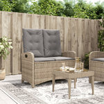 vidaXL Panca Reclinabile da Giardino con Cuscini Beige in Polyrattan