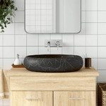 vidaXL Lavabo da Appoggio Nero Ovale 59x40x15 cm Ceramica