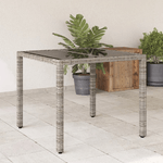 vidaXL Tavolo da Giardino Piano in Vetro Grigio 90x90x75 cm Polyrattan