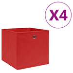 vidaXL Contenitori 4 pz in Tessuto non Tessuto 28x28x28 cm Rosso