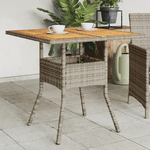 vidaXL Tavolo Giardino Piano Legno Acacia Grigio 80x80x75cm Polyrattan