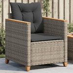 vidaXL Sedia da Giardino con Cuscini Grigia in Polyrattan