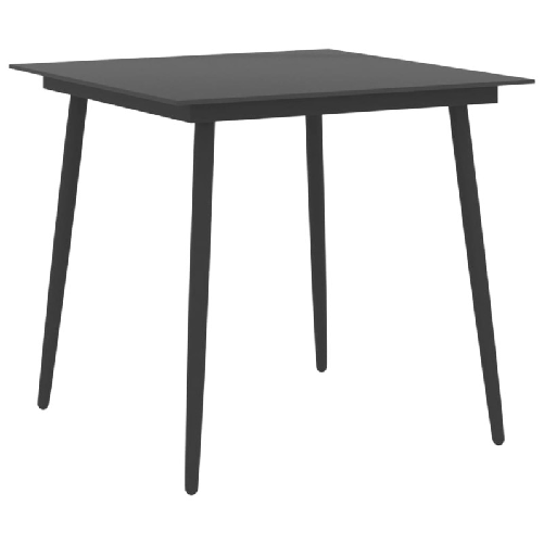 vidaXL Tavolo da Giardino Nero 80x80x74 cm in Acciaio e Vetro