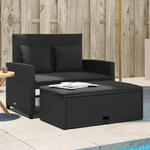 vidaXL Divano da Giardino con Cuscini a 2 Posti Nero in Polyrattan