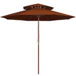 vidaXL Ombrellone a Due Livelli con Palo in Legno 270 cm Terracotta