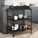 vidaXL Carrello da Cucina Nero 81,5x41x92,5 cm in Legno Multistrato