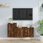 Set Mobili Porta TV 2 pz Rovere Fumo in Legno ingegnerizzato