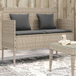 vidaXL Panca da Giardino con Cuscini Grigio Chiaro in Polyrattan