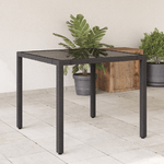 vidaXL Tavolo da Giardino Piano in Vetro Nero 90x90x75 cm Polyrattan