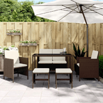 vidaXL Set da Pranzo da Giardino 6pz con Cuscini in Polyrattan Marrone