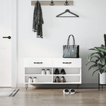 vidaXL Panca Porta Scarpe Bianco Lucido 102x35x55 cm Legno ingegnerizzato