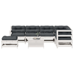 vidaXL Set Salotto Giardino 8pz con Cuscini Bianco Legno Massello Pino