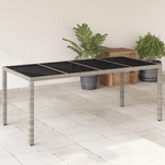 vidaXL Tavolo Giardino Piano Vetro Grigio Chiaro 190x90x75 Polyrattan