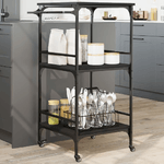 vidaXL Carrello da Cucina Nero 60,5x50x105 cm in Legno Multistrato