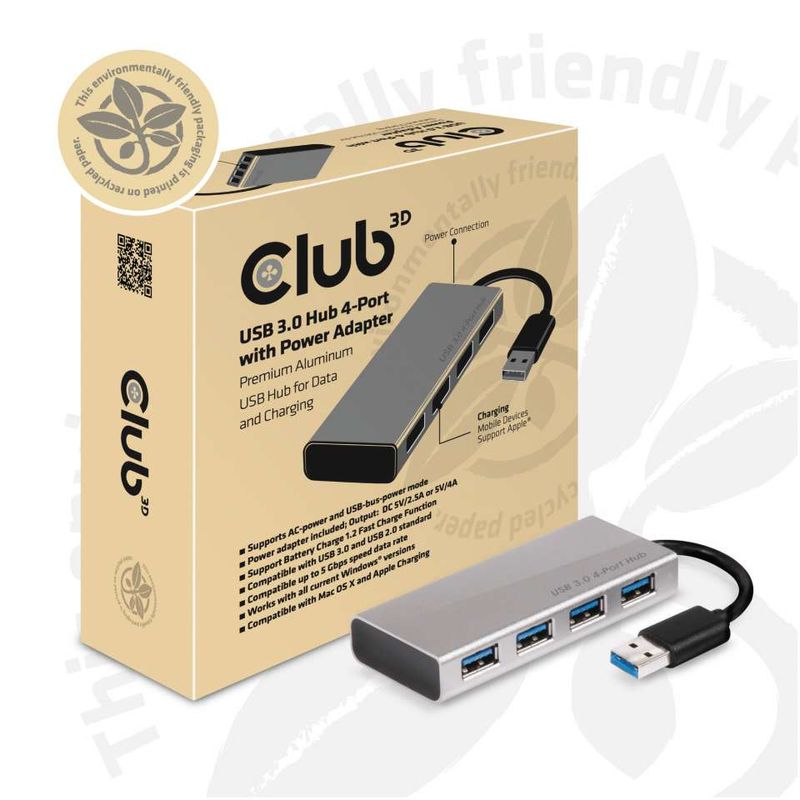 CLUB3D-USB-3.0-Hub-4-Port-with-Power-Adapter
