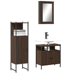 vidaXL Set Mobili da Bagno 3 pz Rovere Marrone in Legno Multistrato