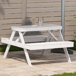 vidaXL Tavolo da Picnic Bianco 105x134x75 cm in Legno Massello di Pino